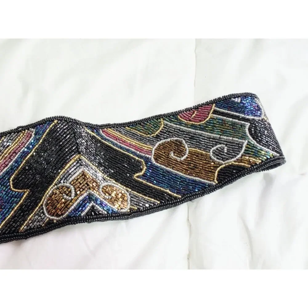 Vtg Hand Made Heavy Beaded Belt NEW Boho Evening 33' Long Retro 90's Y2k Festivl